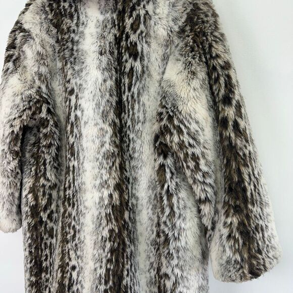 Unbranded Faux Fur Persian Contrasting Oversized Collar Overcoat - Picture 12 of 15